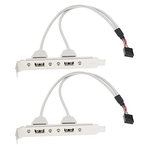 VGOL 2 Stück 2 Port USB A Buchse Slotblech Adapter 2 Port USB 2.0 Rückwand Erweiterungshalterung auf 9 Pin USB Kabel Host Adapter 30cm PVC von VGOL