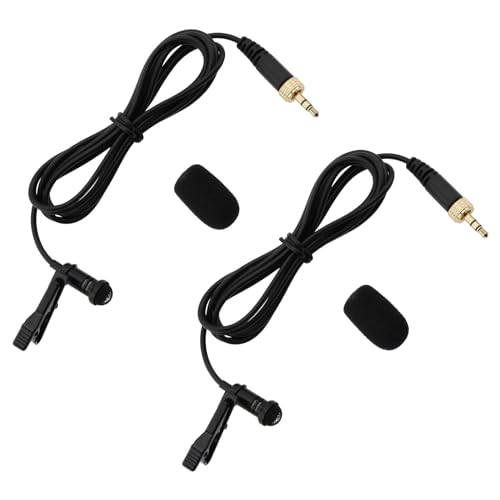 VGOL 2 Stück 3,5 mm TRS Omnidirektionales Lavalier-Mikrofon Drahtloses Audio-Mikrofon mit Schwammabdeckung Kompatibel mit Sennheiser EW100 EW300 EW500 SK100 1,5 M von VGOL