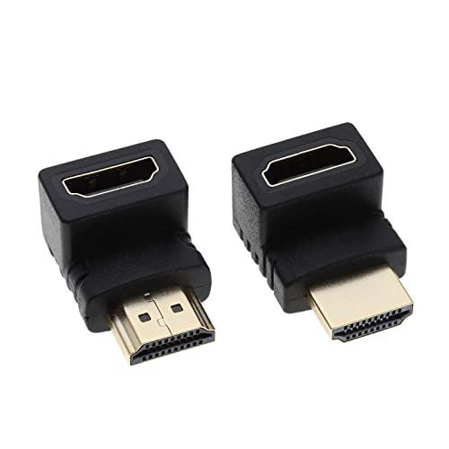 VGOL 2 Stück 90-Grad- Und 270-Grad HDMI-Stecker auf Buchse-Adapter Rechtwinkliger HDMI-Adapter Kompatibel mit HDMI 2.0b/2.0a/1.4/1.3/1.2/1.1-Versionen Schwarz von VGOL