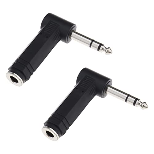 VGOL 2 Stück Klinken-Adapter Audio 1/4 Zoll 6,35 mm rechtwinklig Stereo Stecker auf 1/4 Zoll 6,35 mm Stereo Buchse für E-Gitarre Mischpult Lautsprecher KTV Ausrüstung von VGOL