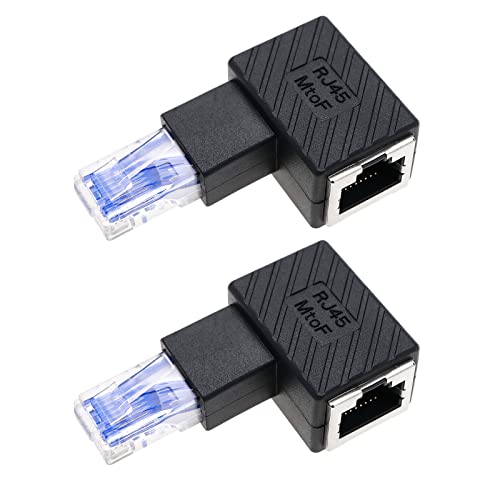 VGOL 2 Stück RJ45 Ethernet Adapter 90 Grad Winkelstecker RJ45 Männlich auf RJ45 Weiblich Konverter Kompatibel mit Cat5e/Cat6 Standards RJ45 Kabel, Winkel nach rechts von VGOL