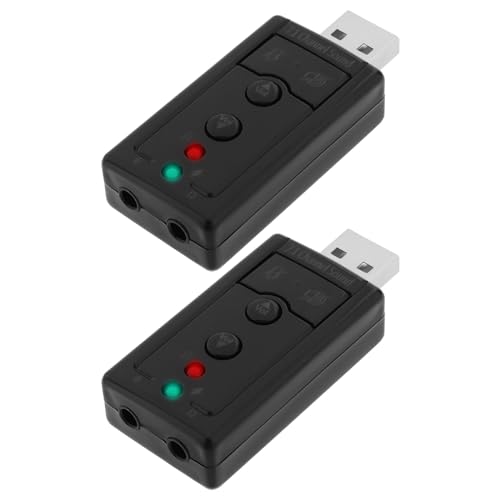 VGOL 2 Stück USB 2.0 Virtueller 7.1 Kanal Stereo Audioadapter Externe Soundkarte mit 3,5 mm Audio Und Mikrofonanschluss Geeignet für Desktop Laptops mit USB Anschluss von VGOL