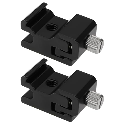VGOL 2-teiliger Blitzschuh-Halterungsadapter mit 1/4-Zoll-Stativgewinde Aluminiumlegierung Blitzschuh-Adapterhalterung Kompatibel mit Den Meisten Blitzgeräten von VGOL