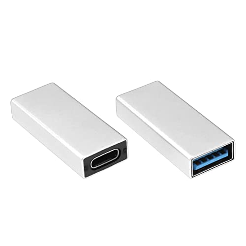 VGOL 2PCS Typ-C auf USB 3.0 Adapter USB C Buchse Stecker Konverter für Laptops/PC Tablet Handy Ladekabel Ladegerät Kopfhörer Festplatte 5 Gbps Silber von VGOL