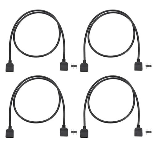 VGOL 4-teiliges 3-poliges RGB-Shunt-Kabel Buchse auf Buchse 50 cm Länge Schnittstellen-Verlängerungskabel 5 V Kompatibel mit 5050 3528 RGB-Lichtstreifen Oder RGB-Lüfter Computerkomponenten von VGOL