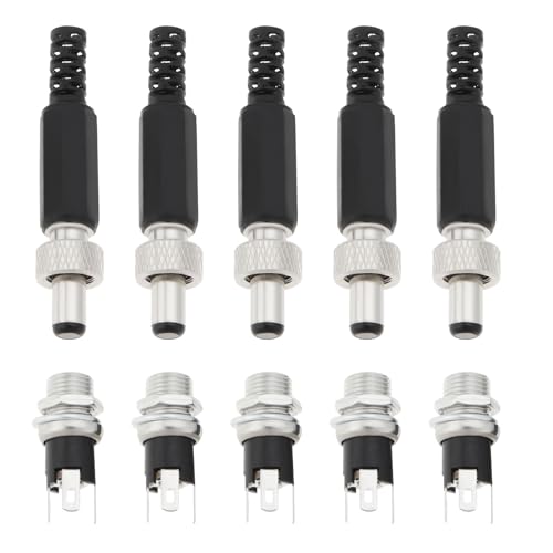VGOL 5 Sätze DC-Stromstecker-Anschluss 5,5mm x 2,1mm Männlicher DC-Stromstecker-Anschluss Schraubverriegelung Weiblicher Panel-Buchsenmontageadapter für Mediaplayer Autoradio VGOL 5 Sätze DC-Stromstecker-Anschluss 5,5mm x 2,1mm Männlicher DC-Stromstecker-Anschluss Schraubverriegelung Weiblicher Panel-Buchsenmontageadapter für Mediaplayer Autoradio von VGOL