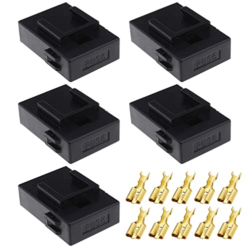 VGOL 5 x Standard-Flachsicherungshalter mit Abdeckung und Klemme für 4-6 mm² Kabelgröße 12/24 V Auto Marine Auto wasserdicht Sicherungshalter von VGOL
