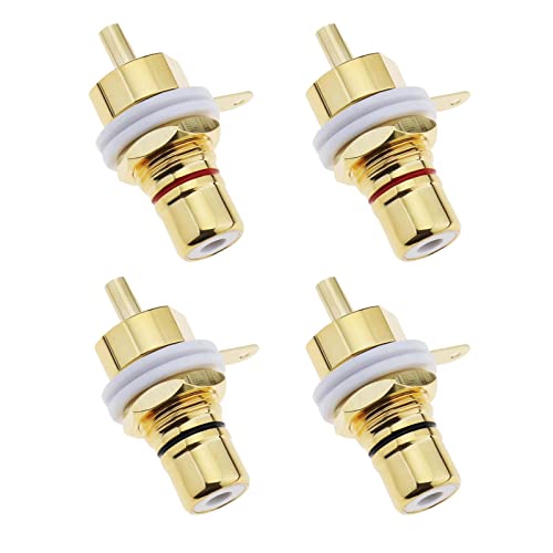 VGOL Cinch-Buchse, Kupfer, Cinch-Buchse, Buchse, Gehäuse, Lötartyp, Cinch-Panel, Buchse, vergoldete Klemmenbuchse, Audio-Stecker, 4 Stück VGOL Cinch-Buchse, Kupfer, Cinch-Buchse, Buchse, Gehäuse, Lötartyp, Cinch-Panel, Buchse, vergoldete Klemmenbuchse, Audio-Stecker, 4 Stück von VGOL
