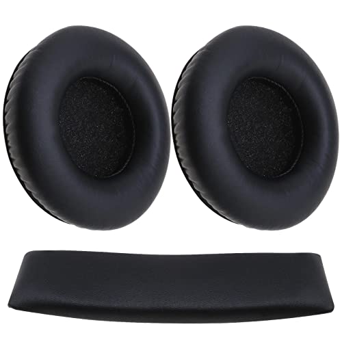 VGOL Ersatz-Ohrpolster für Kopfhörer mit Kopfbügel, aus Protein-Leder, mit Kopfband, kompatibel mit AKG K845BT K845 K545 Kopfhörer, Schwarz, 1 Paar von VGOL