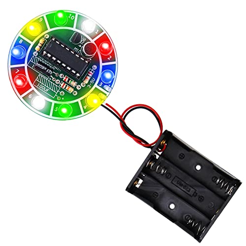 VGOL Lötprojekt DIY Elektronische Kits Leiterplatte Übungsset Bunte LED Spinning Wheel Rotate with Music for Adults Kids Beginners Friends von VGOL
