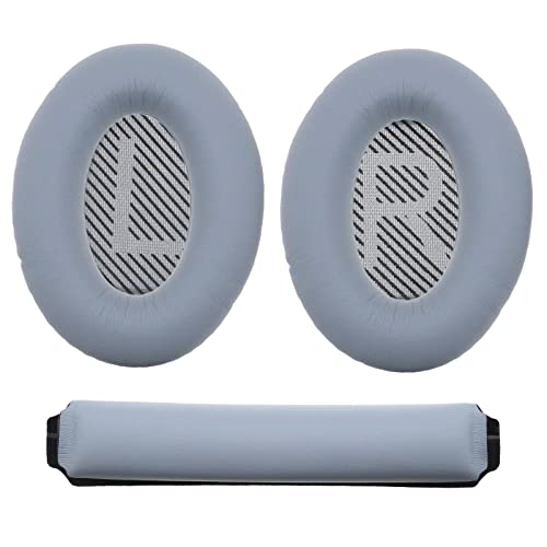 VGOL Paar Ersatz-Ohrpolster für Kopfhörer, grau, mit Ohrpolster, Kopfband aus Protein-Leder, kompatibel mit Bo-se QC35 QC35ll Kopfhörer von VGOL