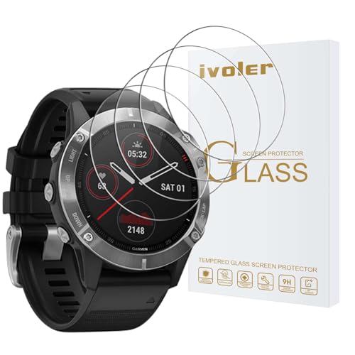 VGUARD 4 Stück Schutzglas Schutzfolie für Garmin Fenix 6/6 Pro/Solar/Sapphire Edition/Garmin Fenix 5 47mm / Fenix 5 Plus 47mm / Garmin Vivomove HR/Polar Ignite 2 / Fossil Gen 6 44mm von VGUARD