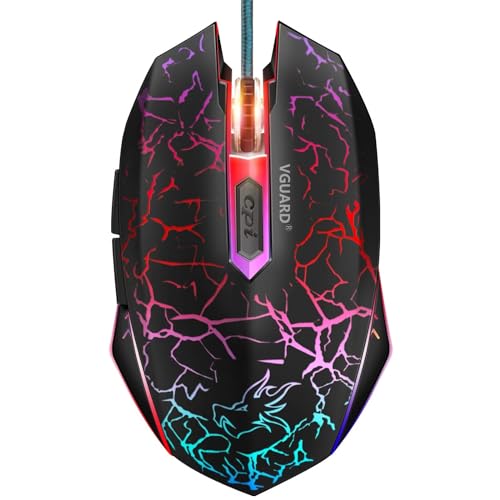 VGUARD Gaming Maus, Wired Hohe Präzision Optische Professionelle Wired Gaming Maus mit 6 Tasten/7-Modi LED Design für pro Gamer - Schwarz von VGUARD