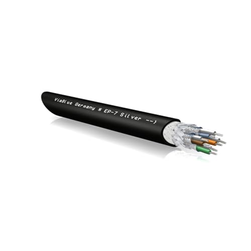 VIABLUE EP-7 Silver Cat7 * Netzwerk-/Patch-/Ethernet-/LAN-Kabel * 600 MHz * 5-Fach Schirmung * METERWARE * 100 cm * 1.0 m von VIABLUE