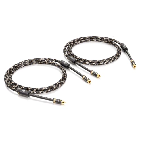 VIABLUE NF-S1 Silver Quattro Cinchkabel * Analog/NF * Audiokabel * Pair * 1 Paar * 4-Fach Abschirmung * Verzinnte OFC Litzen * T8 Cinchstecker (RCA) * Ferritfilter * 200 cm * 2.0 m von VIABLUE