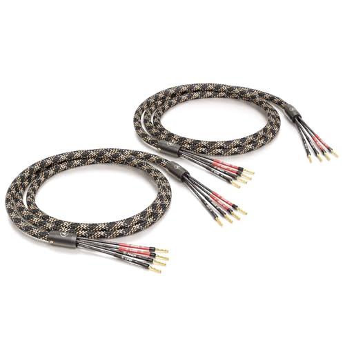 VIABLUE SC-4 Silver BI-AMPING * High-End Lautsprecherkabel * Aderendhülsen, echtvergoldet * 1 Paar * mit Splitter * 250 cm * 2.5 m von VIABLUE