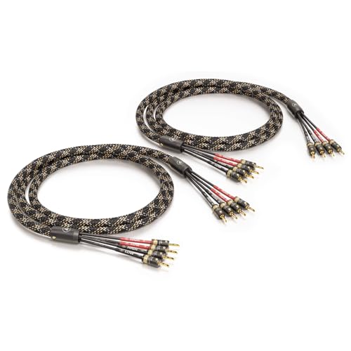 VIABLUE SC-4 Silver BI-AMPING * High-End Lautsprecherkabel * T6s Bananenstecker, echtvergoldet * 1 Paar * mit Splitter * 150 cm * 1.5 m von VIABLUE