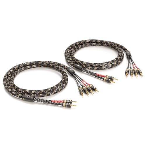 VIABLUE SC-4 Silver SINGLE-WIRE * High-End Lautsprecherkabel * T6s Bananenstecker, echtvergoldet * 1 Paar * mit Splitter * 500 cm * 5 m von VIABLUE