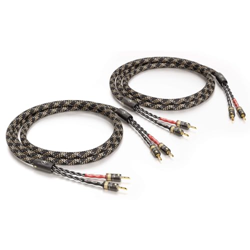 VIABLUE SC-4 Silver Single-Wire * High-End Lautsprecherkabel * T6s Bananenstecker, echtvergoldet * 1 Paar * mit Splitter * 300 cm* 3 m von VIABLUE
