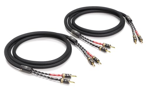 VIABLUE SC-4 Silver Single-Wire * High-End Lautsprecherkabel * T8 * Modell 2024 * Bananenstecker, echtvergoldet * 1 Paar * mit Splitter * 250 cm * 2.5 m von VIABLUE