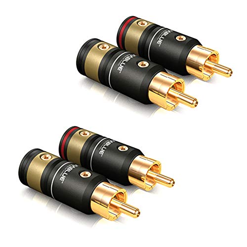 VIABLUE T6S Cinchstecker/RCA * Schraubversion * 24 Karat echtvergoldet * Vollmetallgehäuse * high-end Steckverbindungen * 2 Paar (4 Stück) von VIABLUE