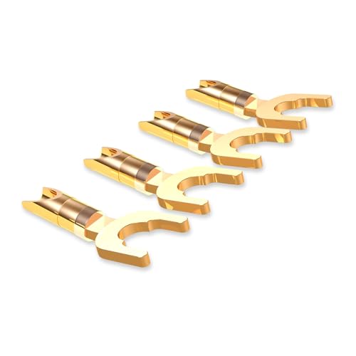 VIABLUE T6S Kontakte Kabelschuhe/Gabelkontakte * Gabelweite 6,4 mm / 9,5 mm * 24 Karat echtvergoldet * high-end Steckverbindungen * 4 Stück VIABLUE T6S Kontakte Kabelschuhe/Gabelkontakte * Gabelweite 6,4 mm / 9,5 mm * 24 Karat echtvergoldet * high-end Steckverbindungen * 4 Stück von VIABLUE
