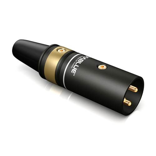 VIABLUE T6S XLR Stecker Male Black, 1 Stück, 24 Karat echtvergoldet, Steckergehäuse aus Aluminium von VIABLUE