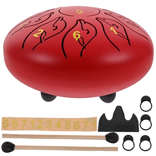 VICASKY 1 Satz ätherische Trommel Yoga-Trommel für Kinder kleine Zungentrommel Panda-Trommel percussion instrumente tiegerbalm red interessantes Instrument Zungenschlagzeug hölzern rot von VICASKY