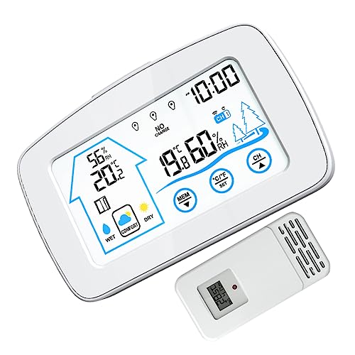 VICASKY LCD Wetterstation Mit Funktechnologie Digitales Thermometer Für Innen Und Außen Hygrometer Mit Großem Display Drahtlos Weiße Ausführung Ohne Batterie VICASKY LCD Wetterstation Mit Funktechnologie Digitales Thermometer Für Innen Und Außen Hygrometer Mit Großem Display Drahtlos Weiße Ausführung Ohne Batterie von VICASKY