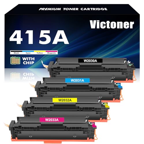 Mit Chip 415A 415X Tonerkartusche Kompatibel für HP 415A 415X W2030A W2030X als Ersatz für Color Laserjet Pro MFP M479fdw Toner M479fnw M479dw M479fdn M454dw M454dn W2031A W2032A W2033A 4er-Pack von VICTONER