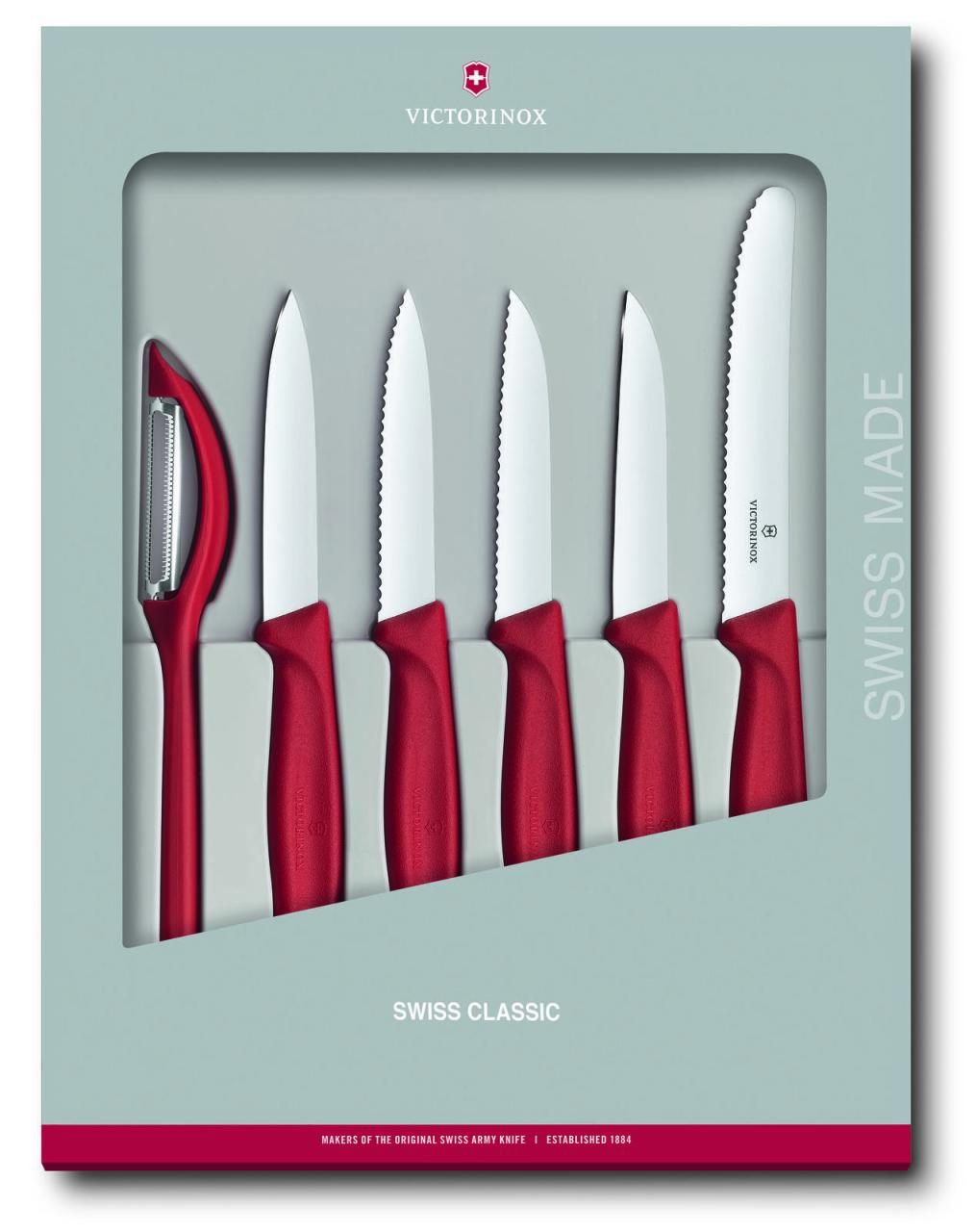 VICTORINOX Gemüsemesser Swiss Classic silber, rot VICTORINOX Gemüsemesser Swiss Classic silber, rot von VICTORINOX