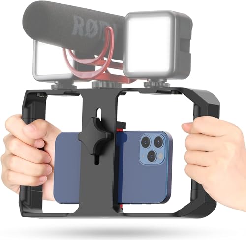 VIDIFY U-Rig Pro Smartphone Video Rig Handheld Phone Stabilizer Filmmaking Cage With 3 Cold Shoe Mounts, 1/4 Inch Screw for iPhone 16 15 14 13 12 Pro Max, Samsung Galaxy von VIDIFY