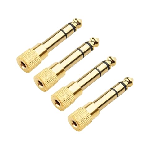 4 Stück Adapter Klinke 6 3 auf 3 5, 24K Vergoldete Stecker, Klinke Adapter, Klinkenstecker Adapter,Klinke auf Klinke 6 35, Adapter Klinke 6 3 auf Cinch, Klinke Adapter 6 3 auf 3 5 für Gitarre,Klavi von VIEVRE