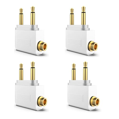 4 Stück Flugzeug Adapter Kopfhörer,Kopfhörer Adapter Flugzeug,Airline Adapter Gold überzogen,Kopfhörer Flugzeug,Adapter Flugzeug Kopfhörer 3,5 mm Stereo Buchse Audio für Kopfhörer für alle Airlines von VIEVRE