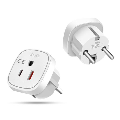 VIEVRE 2 Stück US to EU Adapter, Reiseadapte, Adapter USA Deutschland Stecker, US Adapter EU, US Stecker Adapter auf EU, Adapter Amerikanischer Stecker auf Deutsch, für Geräte mit USA-Netzteil von VIEVRE