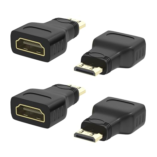 VIEVRE 4 Stücke Mini Hdmi auf Hdmi, Mini Hdmi Adapter, Mini Hdmi auf Hdmi Adapter, Hdmi auf Mini Hdmi, Hdmi Mini Hdmi Adapter(Vergoldet, FullHD, 1080p) Schwarz von VIEVRE