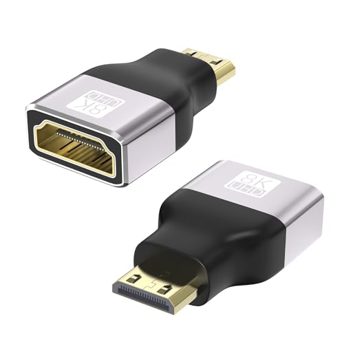 VIEVRE 8K Mini Hdmi auf Hdmi, 2 Stücke Mini Hdmi Adapter, Mini Hdmi auf Hdmi Adapter, Hdmi auf Mini Hdmi, Hdmi Mini Hdmi Adapter 8K@60Hz/4K@144Hz für Laptop, Kamera, HDTV von VIEVRE