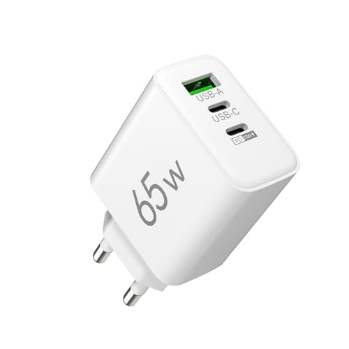 VIEVRE USB C Ladegerät 65W, 3 Port USB C Netzteil PD Charger Schnellladegerät USB C Adapter Schnellladegerät, Ladegerät USB C 65W für iPhone 16 15 14 Pro Max 13 12, Samsung Galaxy S24/S23/S22 Handys von VIEVRE