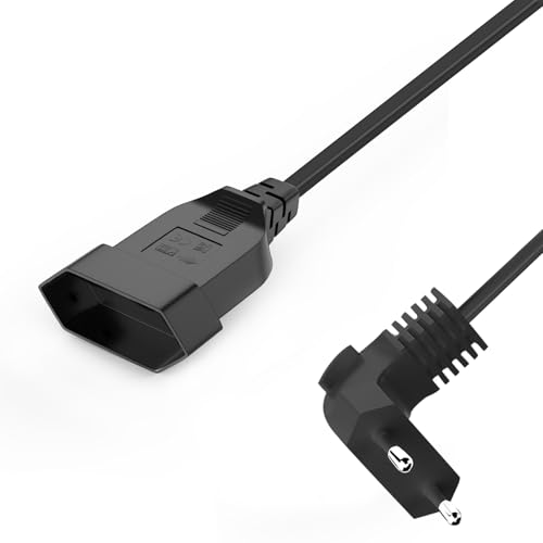 VIEVRE Verlängerungskabel Flach, Eurostecker Verlängerung 2.5A 250V, Verlängerungskabel Kurz Typ-C-Stecker Eurostecker auf Typ-C Euro für TV Computer Monitor Beamer Lampe Haushaltsgeräte (1M) von VIEVRE