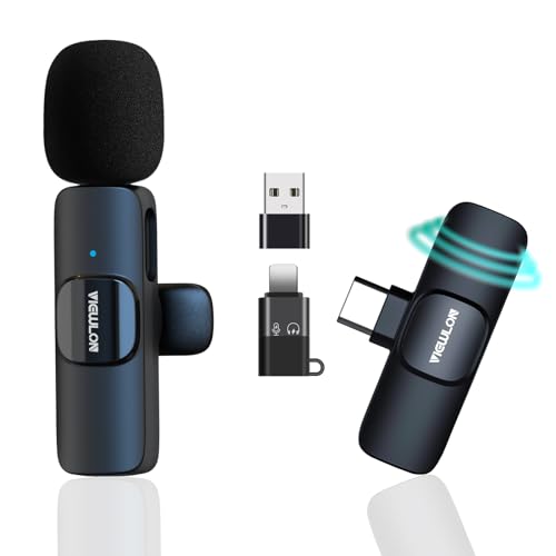 VIEWLON Ansteck Mini Drahtloses Mikrofon, Krawatte für iPhone/Android/PC, kabelloses Mikrofon (VN-1) von VIEWLON