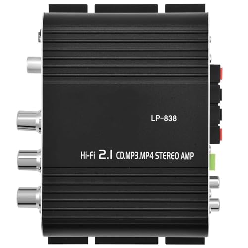 VIFER Mini HiFi Verstärker, LP-838 2.1CH Auto Audio Verstärker Digital Power Amplifier HiFi Stereo Verstärker für Zuhause, Auto Lautsprecher, Schwarz von VIFER
