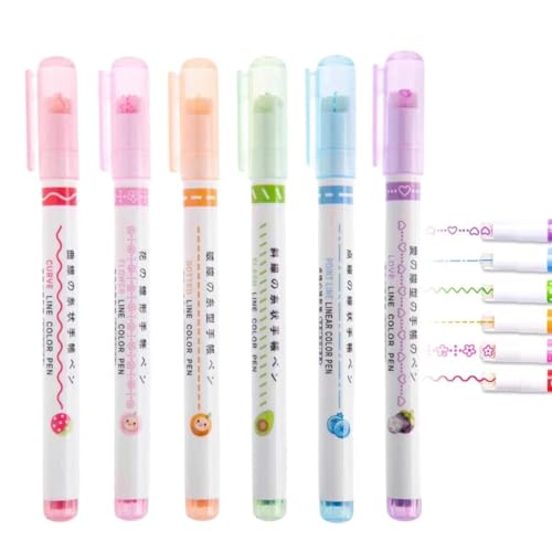 VIGOEXPRESS Textmarker Stift Set, farbige Kurvenstifte für Notizen, Doppelspitze Stifte mit verschiedenen Kurvenformen und Farben, Doppelköpfige-Stifte mit 6 verschiedenen Kurvenformen - PRINTPEN VIGOEXPRESS Textmarker Stift Set, farbige Kurvenstifte für Notizen, Doppelspitze Stifte mit verschiedenen Kurvenformen und Farben, Doppelköpfige-Stifte mit 6 verschiedenen Kurvenformen - PRINTPEN von VIGOEXPRESS