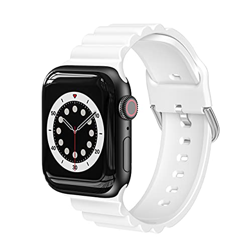 Armband kompatibel mit Apple Watch, Armband 38 mm, 40 mm, 41 mm, 42 mm, 44 mm, 45 mm, Silikonarmband, kompatibel mit iWatch SE/Series 7 6 5 4 3 2 1, 38 mm/40 mm/41 mm (weiß), weiß, 38mm/40mm/41mm von VIGTMO