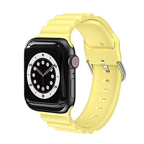Armband kompatibel mit Apple Watch, Armband 38 mm, 40 mm, 41 mm, 42 mm, 44 mm, 45 mm, Silikonarmband, kompatibel mit iWatch SE/Series 7 6 5 4 3 2 1, 42 mm/44 mm/45 mm (gelb), gelb, 42mm/44mm/45mm von VIGTMO