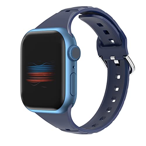 Armband kompatibel mit Apple Watch, Damen Herren, atmungsaktives Silikonarmband für iWatch, marineblau, 42mm/44mm/45mm von VIGTMO