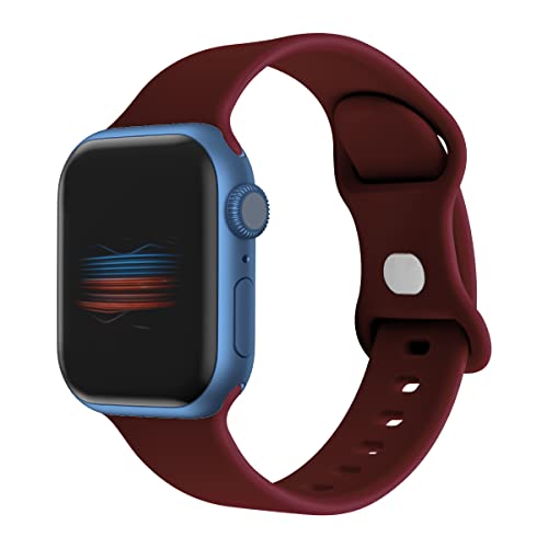 Armband kompatibel mit Apple Watch 42 mm, 44 mm, 45 mm, Sportarmband, kompatibel mit iWatch Series 7 6 5 4 3 2 1 SE (Bordeaux), bordeaux, 42mm/44mm/45mm von VIGTMO