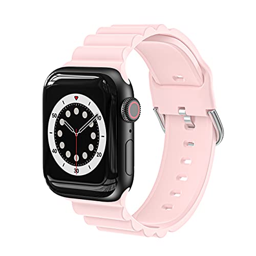 Kompatibel mit Apple Watch, Ersatzarmband aus Silikon, kompatibel mit Apple Watch 38 mm 40 mm 41 mm 42 mm 44 mm 45 mm, kompatibel mit iWatch Series 8/7/6/5/4/3/2/1 / SE - Rosa, Rosa, 42mm/44mm/45mm von VIGTMO