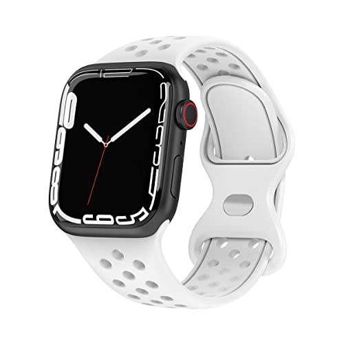 Kompatibel mit Apple Watch, Sportarmband aus Silikon, kompatibel mit Apple Watch 38 mm 40 mm 41 mm, kompatibel mit iWatch Serie 8/7/6/5/4/3/2/1/SE, Weiß von VIGTMO