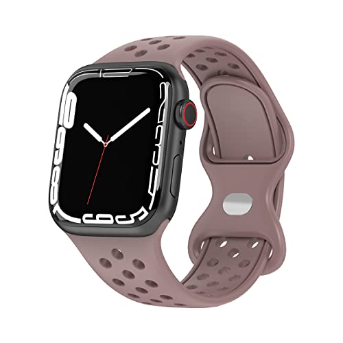 Kompatibel mit Apple Watch Armband, Sportarmband aus Silikon, Ersatzarmbänder für iWatch SE Series 8 7 6 5 4 3 2 1, Hellviolett, 42mm/44mm/45mm, Modern von VIGTMO