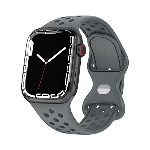Kompatibel mit Apple Watch Armband, Sportarmband aus Silikon, Ersatzarmbänder für iWatch SE Series 8 7 6 5 4 3 2 1, dunkelgrau, 42mm/44mm/45mm, Modern von VIGTMO